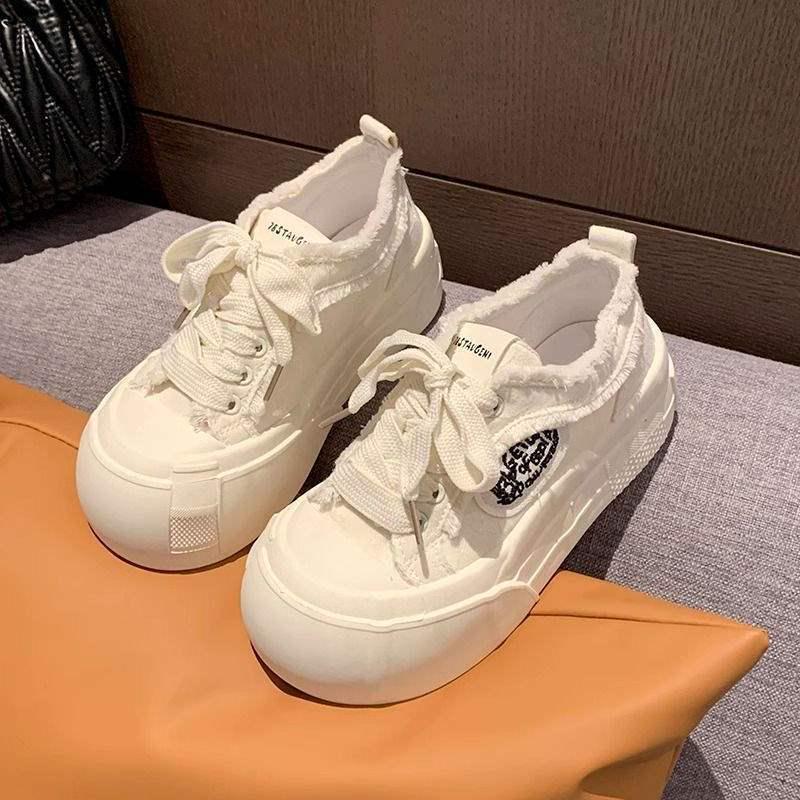 Zhao Lusi Milky Cloud Thick Sole Round Toe Canvas Sneakers for Women