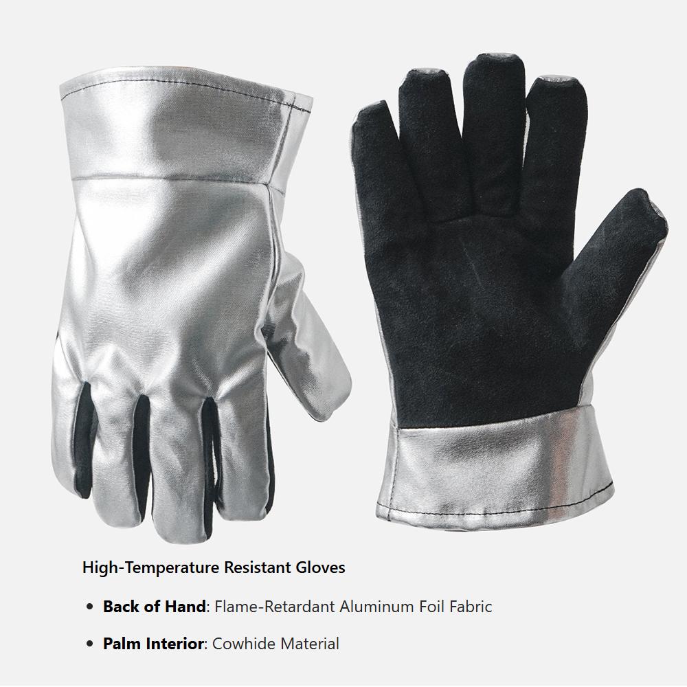 

Work Gloves Water-Resistant Insulated Heat Resistant Insulation Cowhide Gloves Durable for Camping, BBQ, Fire Starting серебряный