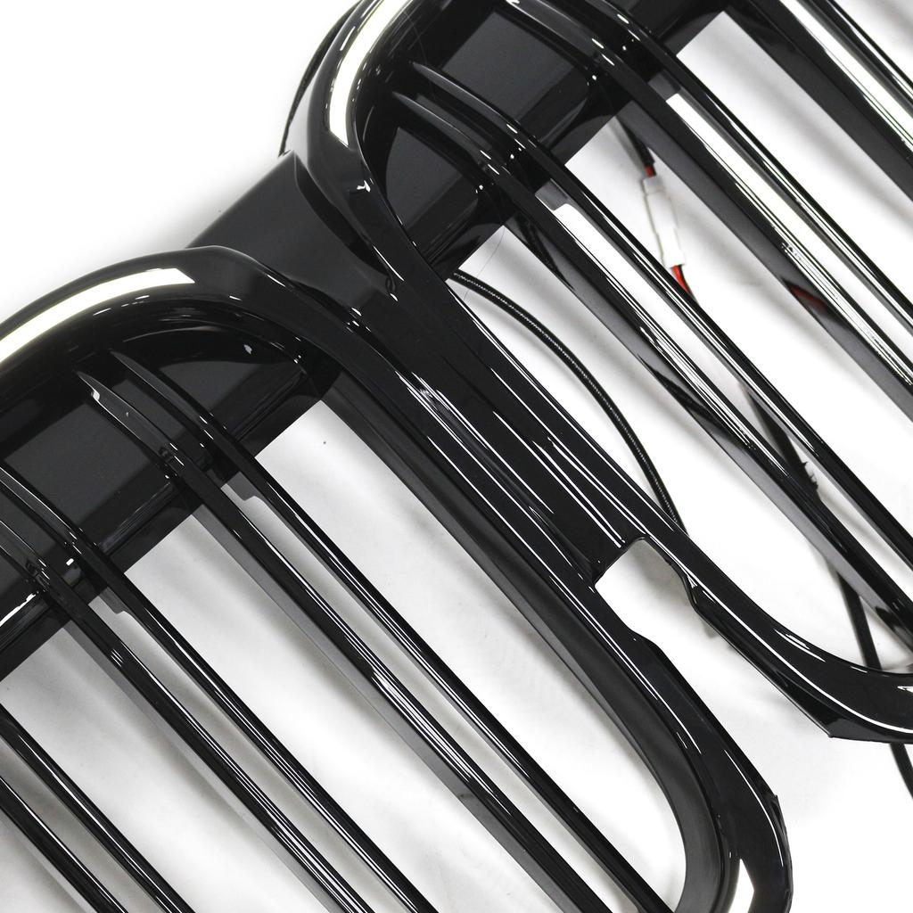 Double Slat Gloss Black Front Grill Grille Fit BMW 7 Series G11 G12 2019-2022