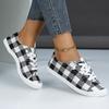 Big Black Plaid Shoes Fashion Flat Casual Women's Shoes Large Size Women's Cloth Shoes