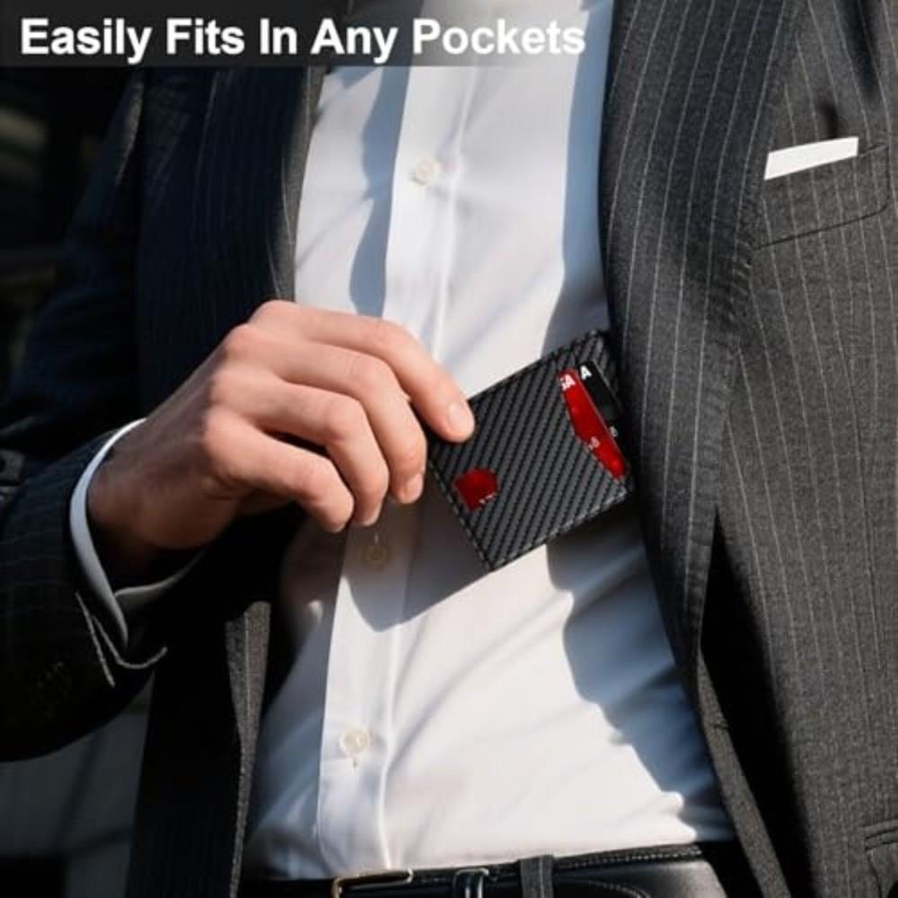 New Carbon Fiber Multi-Card Men Wallet 14 Cards RFID RFID Blocking Wallet Slim Large Capacity Leather Wallet Daily Use