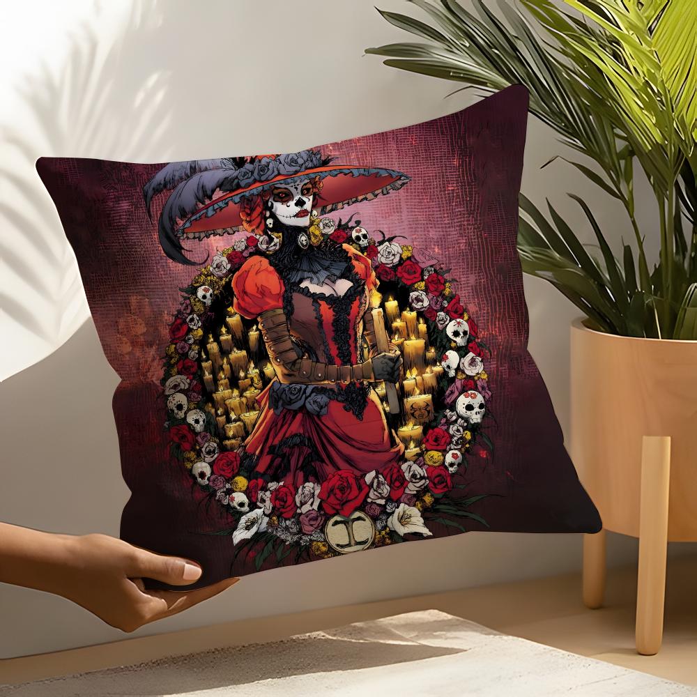 Festival Day Of The Dead Art 4 Pillow Case Linen Cushion Covers For Decorative Sofa Home Pillows Case Car Chair Pillows Cases
