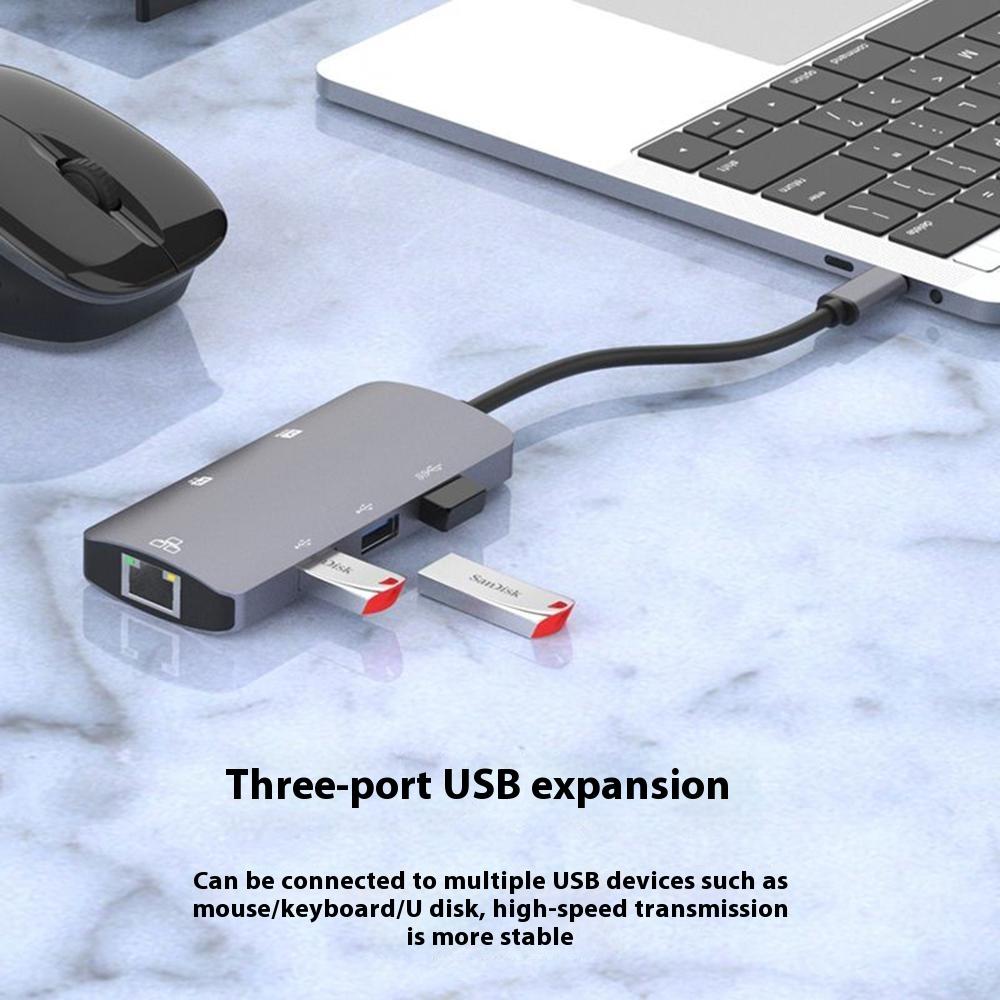 ONTEN UC910 6 In 1 4K HD Docking Station with Ethernet Port Multifunction USB C Hub for Mac Laptop