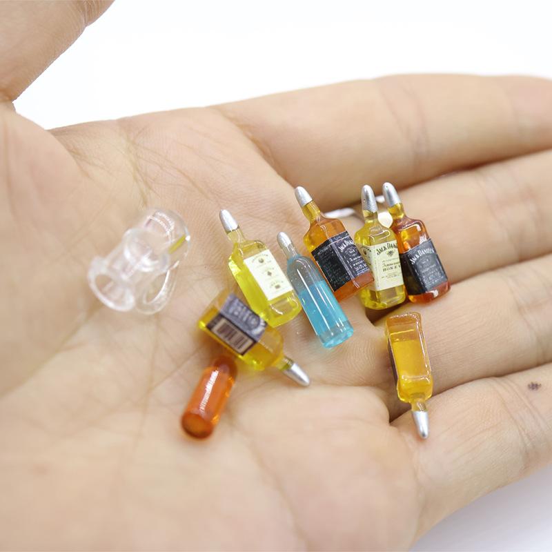 1 Set Puppenhaus Küche Restaurant Dekor Zubehör 1:12 Puppenhaus Miniatur Weinflaschen Mini Rotwein Glas Modell