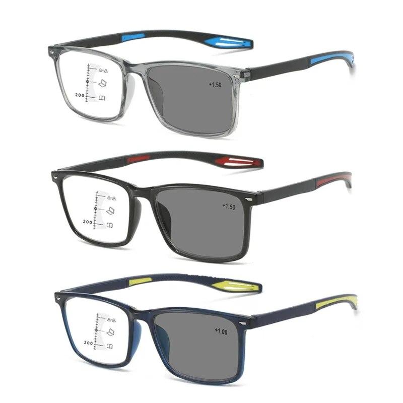 Farbwechselnde multifokale Lesebrille, photochrome Nah- und Fernsichtbrille, Presbyopie-Brille, TR90, Sportbrille mit Blaulichtfilter