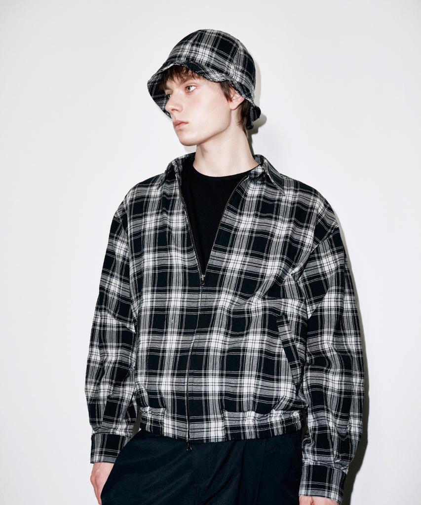 Koldeubeullaengkis Oversized Six-Panel Cotton Bucket Hat Black Check