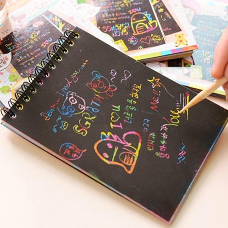 DIY Sketchbook Scratch Stickers Notepad Figure Painters Children Gift Toys Creative Imagination Office
