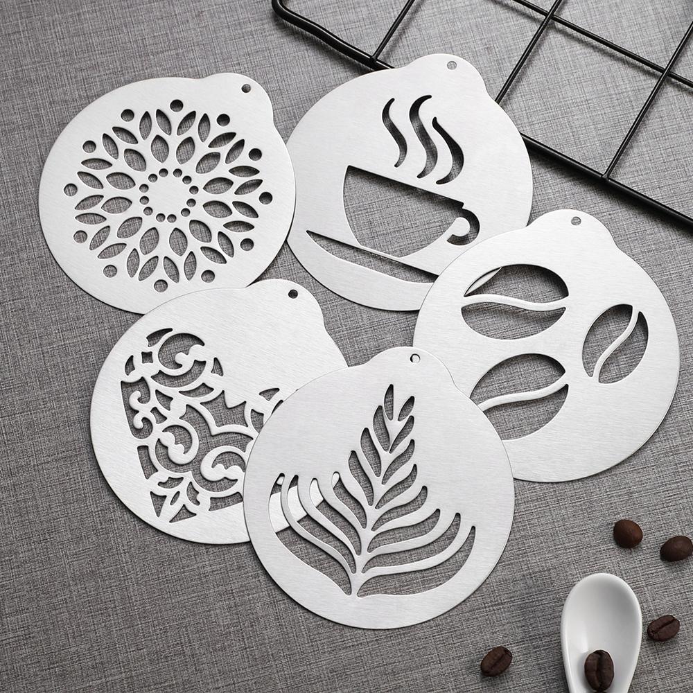 Steel Cappuccino Arts Tools Decoration Coffee Stencil Set Coffeeware Flowers Templates Coffee Mould