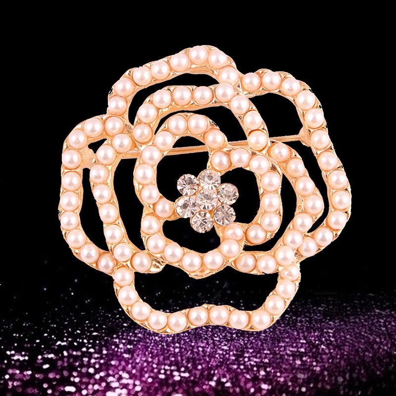 Full Pearl Large Plum Blossom Brooch Flower Corsage Women's Jewelry Exquisite Hypoallergenic Luxury Enamel Long-lasting Color