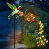 Solar Hummingbird Palace Lantern Vintage Metal Solar Watering Can Light Outdoor Hanging Kettle Lamp for Garden Path Patio Decor