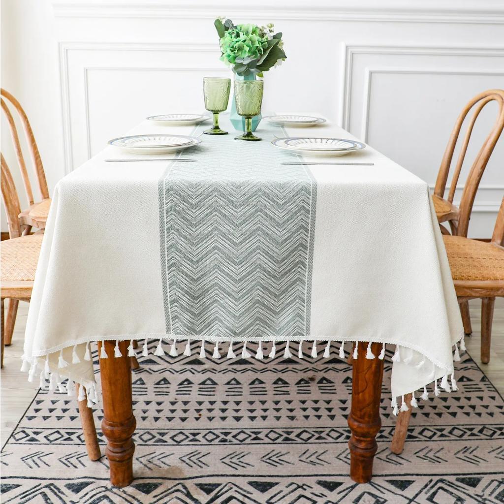 Nordic Tablecloth for Table Pastoral Decorative Linen Rectangular Tablecloth with Tassel Wedding Dining Table Cover Tea Cloth
