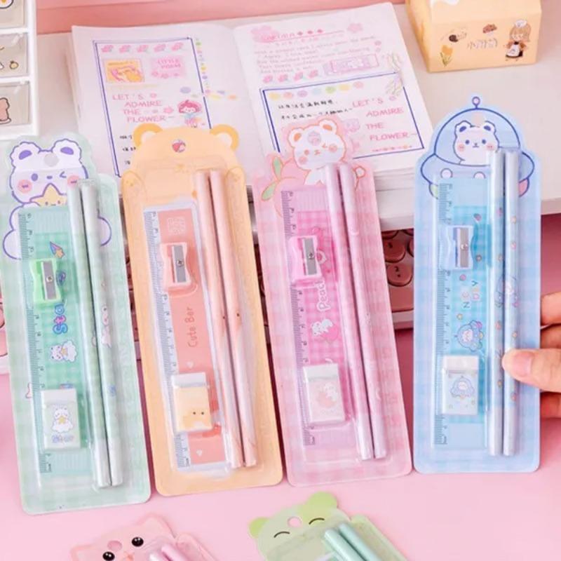 Schreibset Schüler Bleistift Radiergummi Bleistiftspitzer Lineal Schüler Schreibset