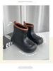 Korean-Style Chunky Heel High-Top Rain Boots for Women - Spliced Candy Color, Thick-Soled Rubber Shoes for All Seasons