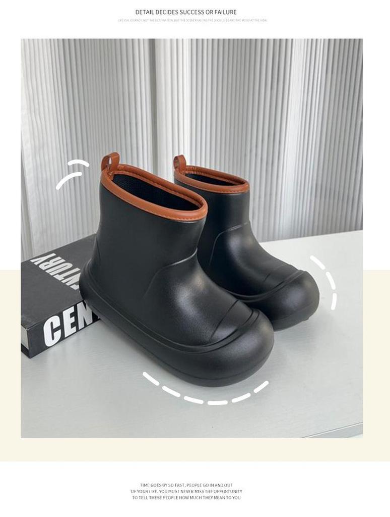 Korean-Style Chunky Heel High-Top Rain Boots for Women - Spliced Candy Color, Thick-Soled Rubber Shoes for All Seasons