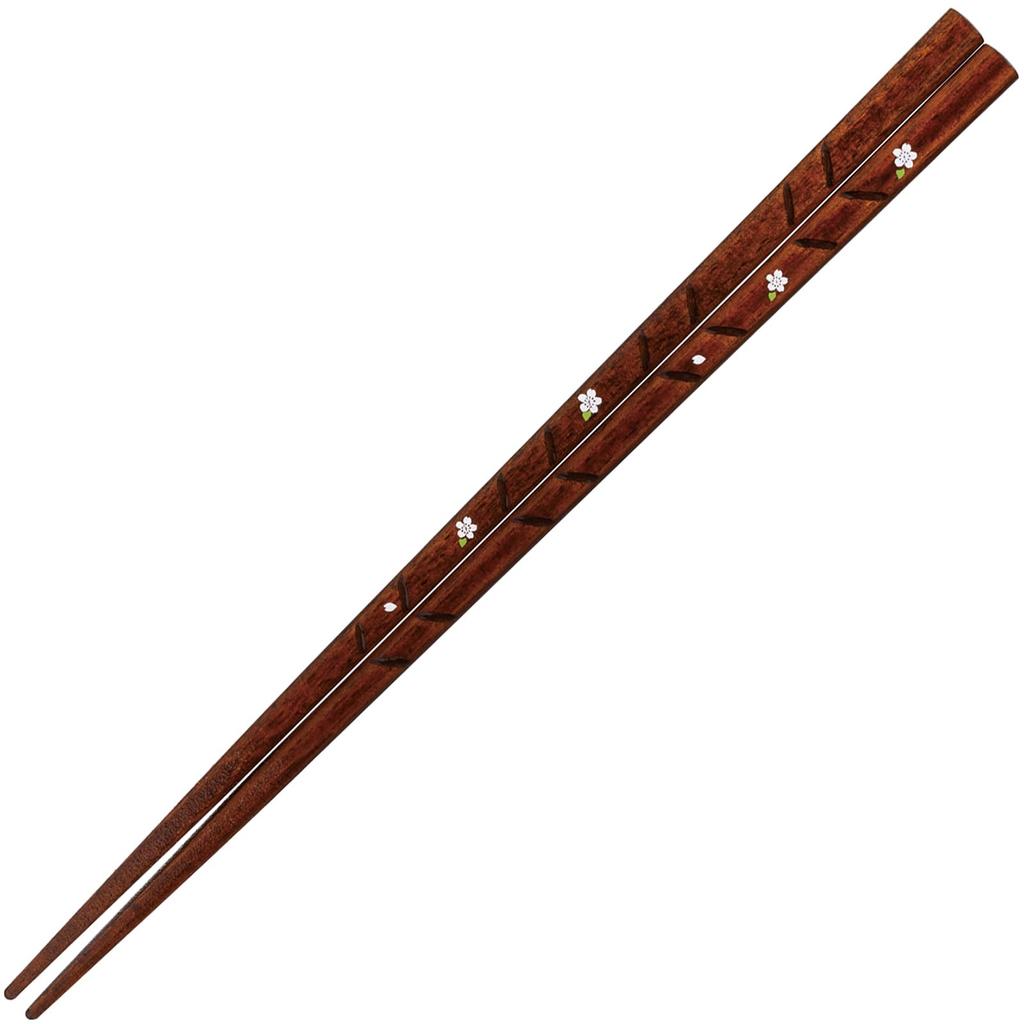 Sunlife Dishwasher Adult Square Cherry Blossom Made in "Shiki" Chopsticks, Safe, Size, Long, Tip, 22.5cm, Brown, Japan, H-05963