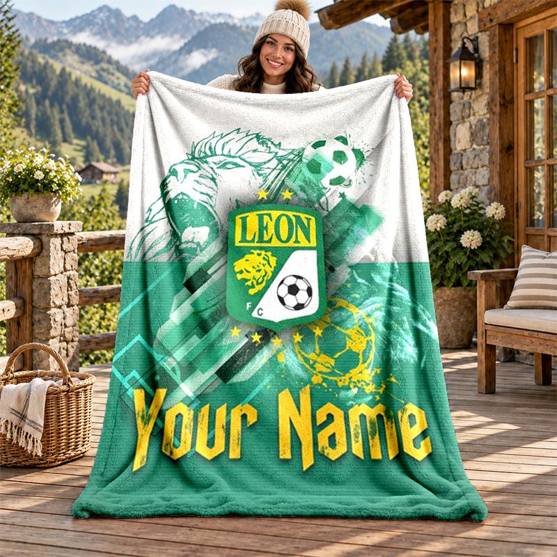 Club Leon Custom Name Flannel Blanket Personalized Soft Warm Plush Throw Blanket Customized Gift for Family Friends