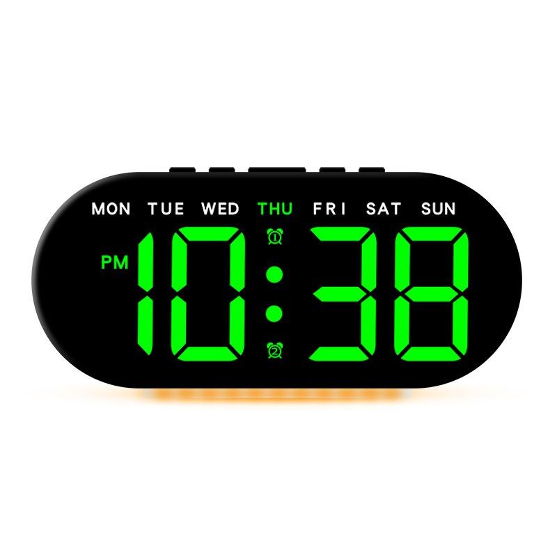 Huayang Modern LED Bedside Clock GH9003 Multifunction with Bottom Ambient Light Date Display Large Screen Alarm Clock