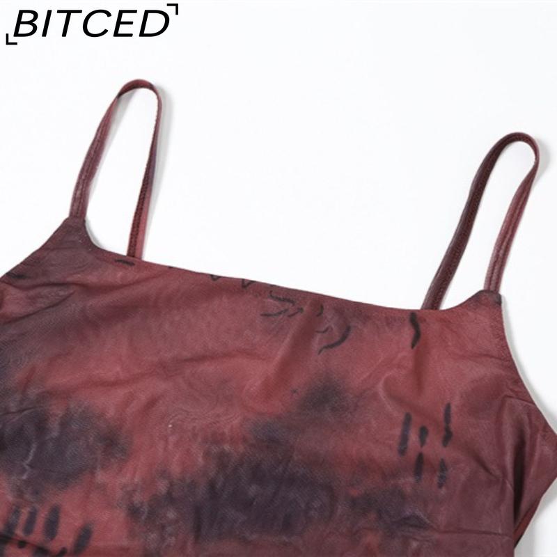 BITCED Spring Women's Solid-Colour Slim-Fit Streetwear Halter-Neck Backless Printed Top