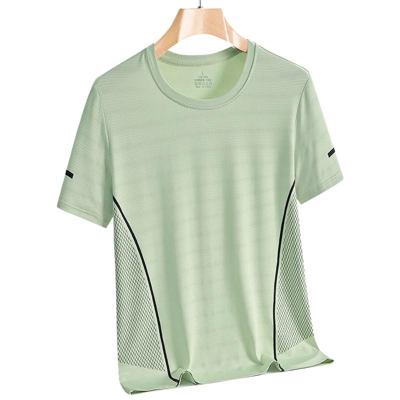 Tricou pentru bărbați cu mâneci scurte, vară, cu gât rotund, lejer, alergare în aer liber, ocazional, sport, fitness, plasă, respirabil, uscare rapidă.