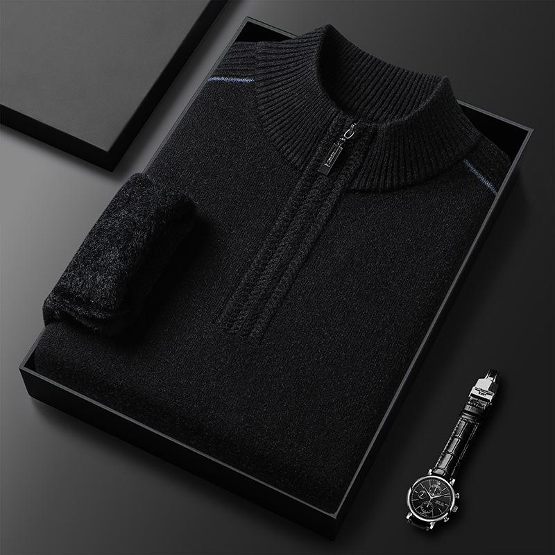 

Hengyuanxiang 2024 Men s Plus Velvet Thick Warm Knit Sweater - Casual Autumn/Winter Fashion for Middle-Aged & Elderly Size 180/92A (150-165 jin)
