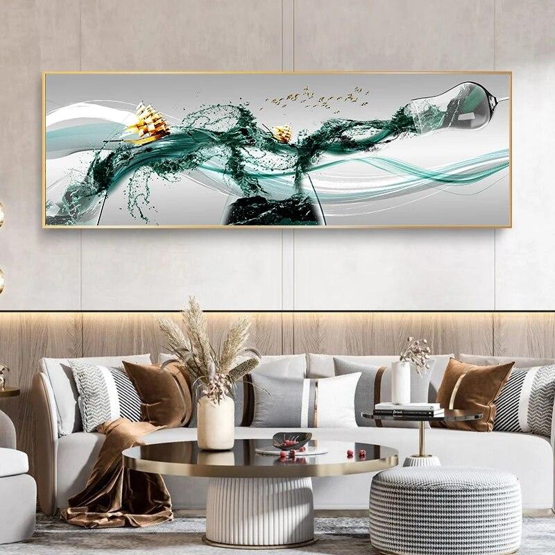 Moderne Luxus Leinwand Malerei Wein Glas Segelboot Dekorative Gemälde Wand Kunst Chinesische Goldene Wohnzimmer Schlafzimmer Decor Cuadros