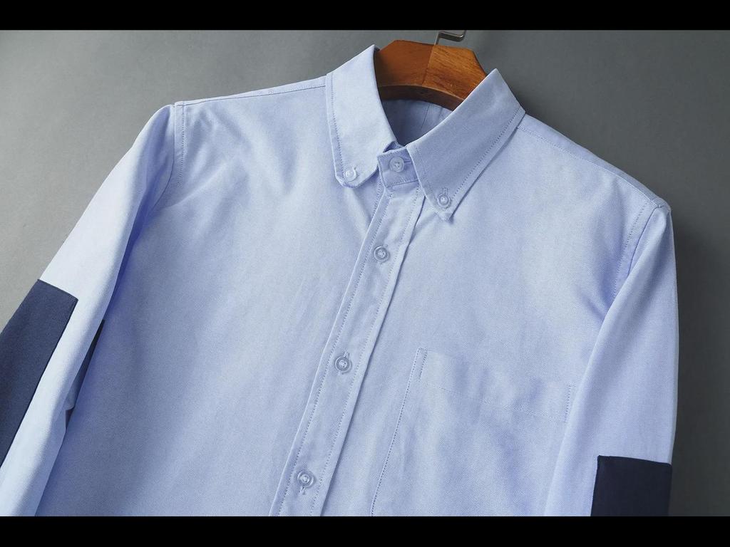 TB JL Trendy Unisex Oxford Košile s Dvojitým Rukávem a Kontrastními Detaily
