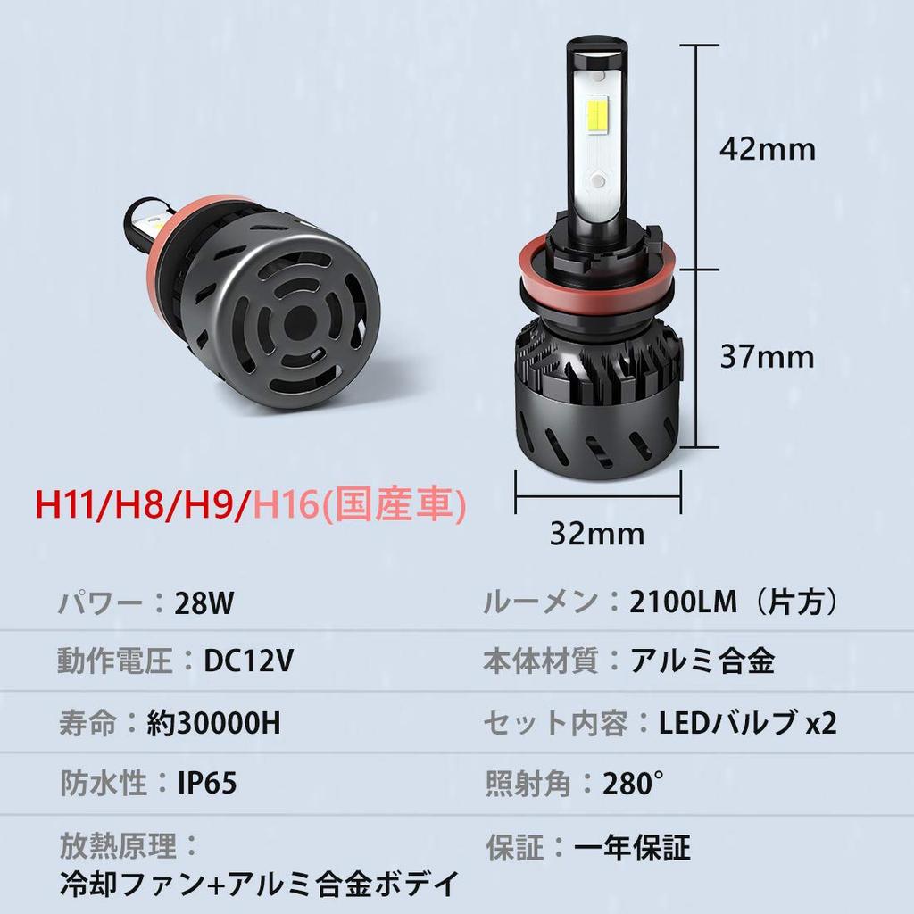 LED Fog Lamps H11 H8 H9 H16 Temperature Switching Integrated Type POOPEE Headlights for DC12V Cars 28W Light Emission Switching (Japanese Cars)
