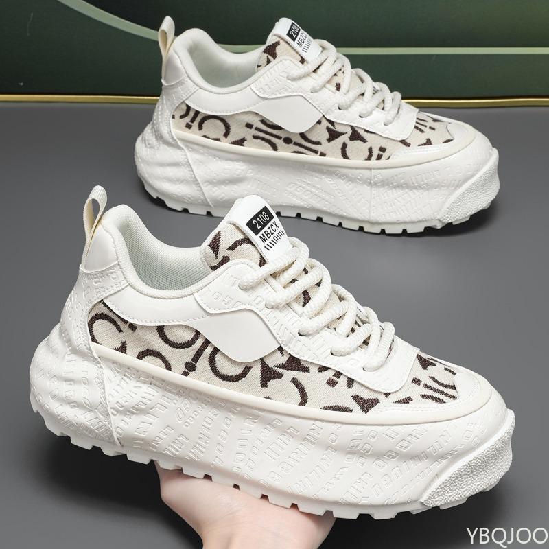 Trendy Thick Soled Men's Shoes 2025 Spring New Height Increasing Breathable Sports and Leisure Men's Vulcanized Shoes Sneakers