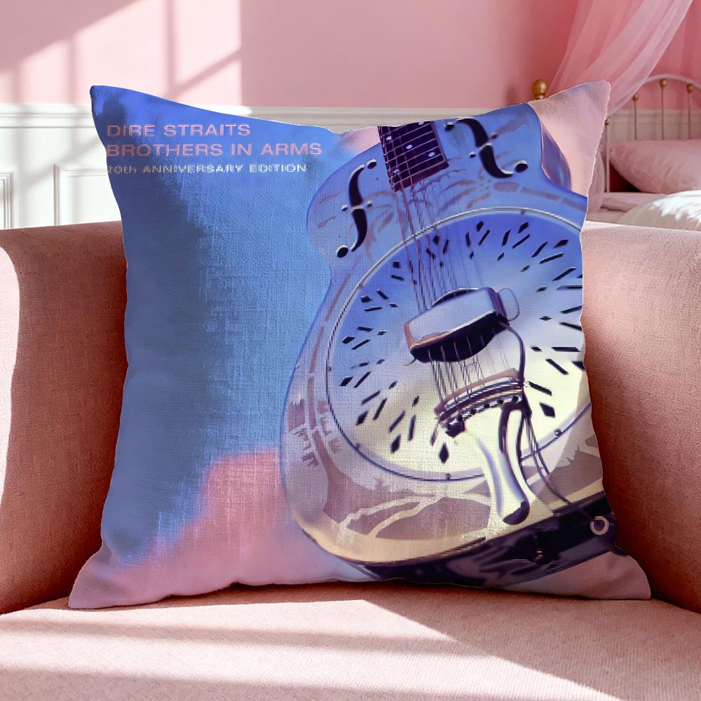Band D-Dire Straits Cushion Cover Breathable Linen Pillowcase Summer Odorless Eco-Friendly Invisible Zipper Washable