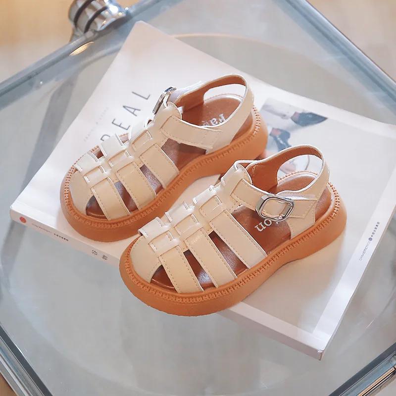 

2024 Summer New Children s Baotou Sandals Girls Hollowed-out Soft Soles Large Children Girls Roman Sandals 36