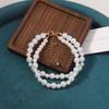 French Temperament Double-layer Stacked Clean and Simple White Imitation Pearl Necklace Bracelet Set, Light Luxury and High-end Sense