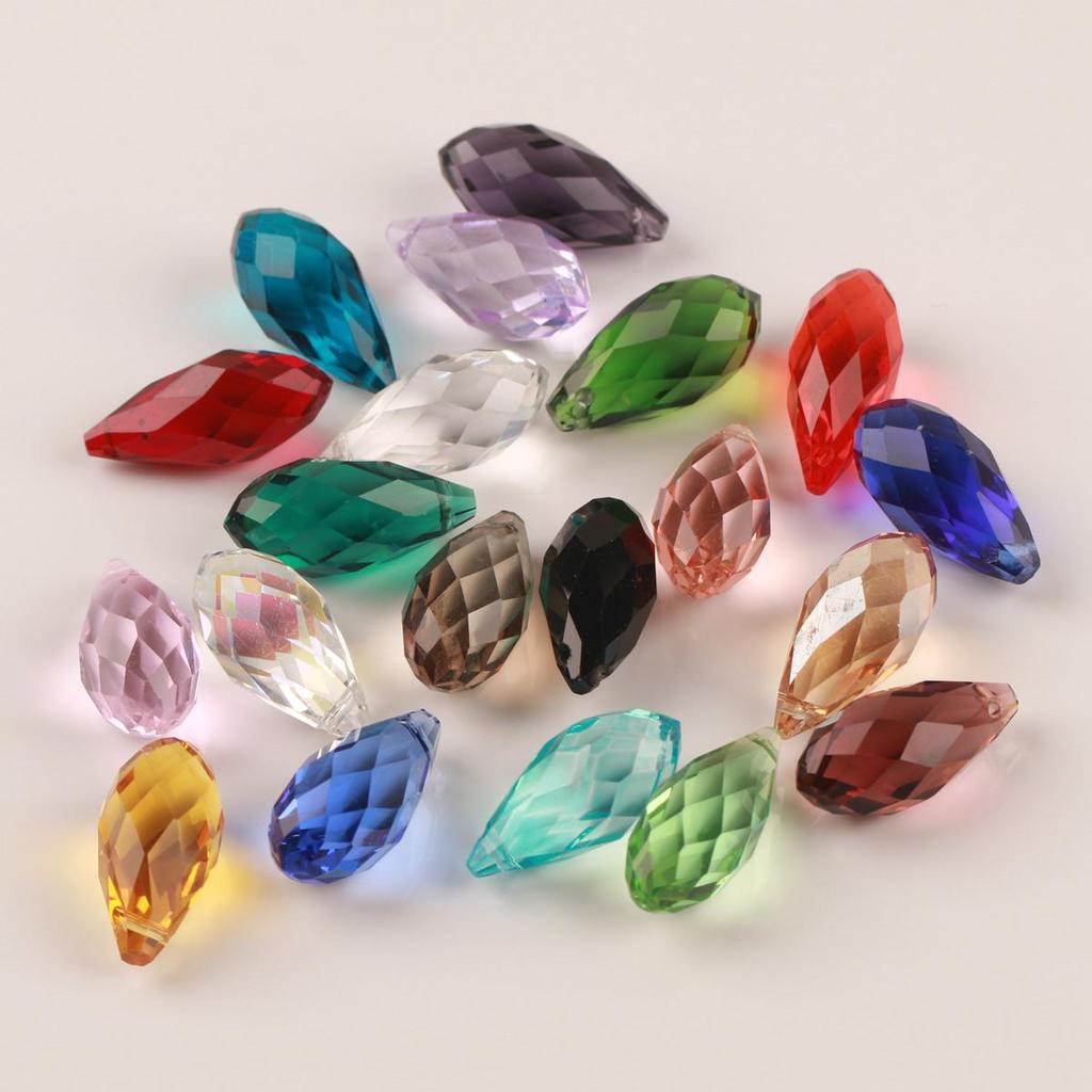 10pcs Teardrop Faceted Crystal Glass Beads Loose 12x25mm Drilled Pendant Drops  Crafts Beads for DIY Jewelry Making  Accessories