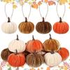 16 Pcs Artificial Velvet Pumpkins Small Foam Faux Flocked Pumpkin Tabletop Centerpiece for Fall Thanksgiving Halloween Harvest Home Table Decor