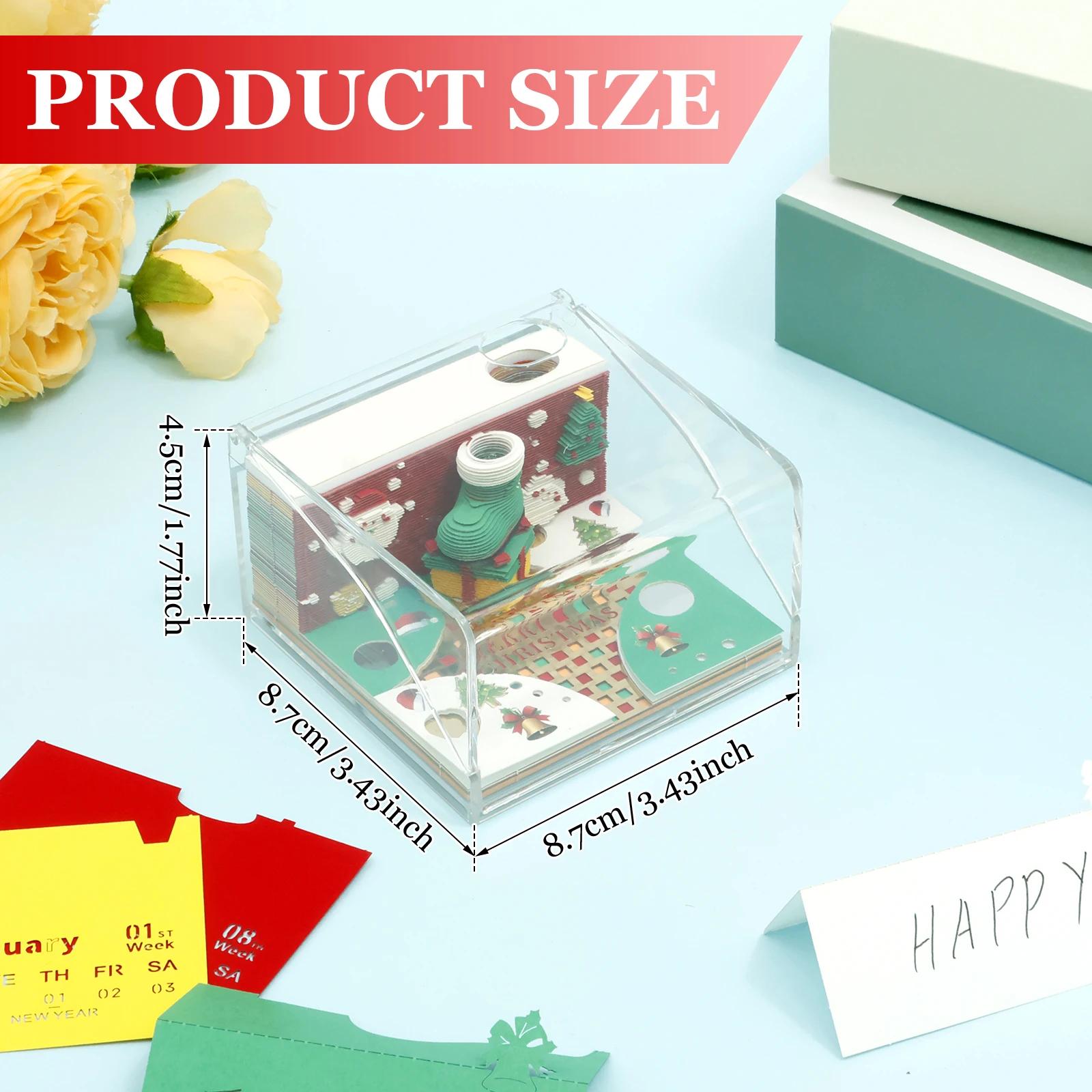 

3D Art Calendar Memo Pad 2026 Creative Tear Away 3D Desk Calendar Notepad with/No LED Light Nonstick Paper Carving Notepad Decor