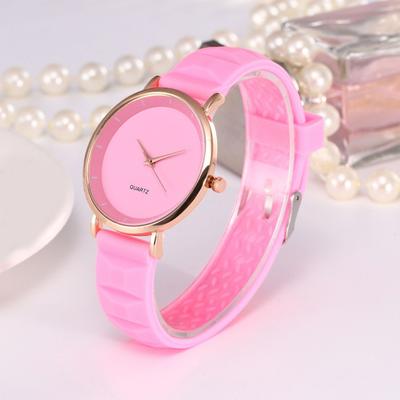 Student Quartz Watch Round Dial Adjustable Silicone Strap Candy Color No Delay Time-checking High Accuracy Lady Daily Wristwatch Dating Timepiece