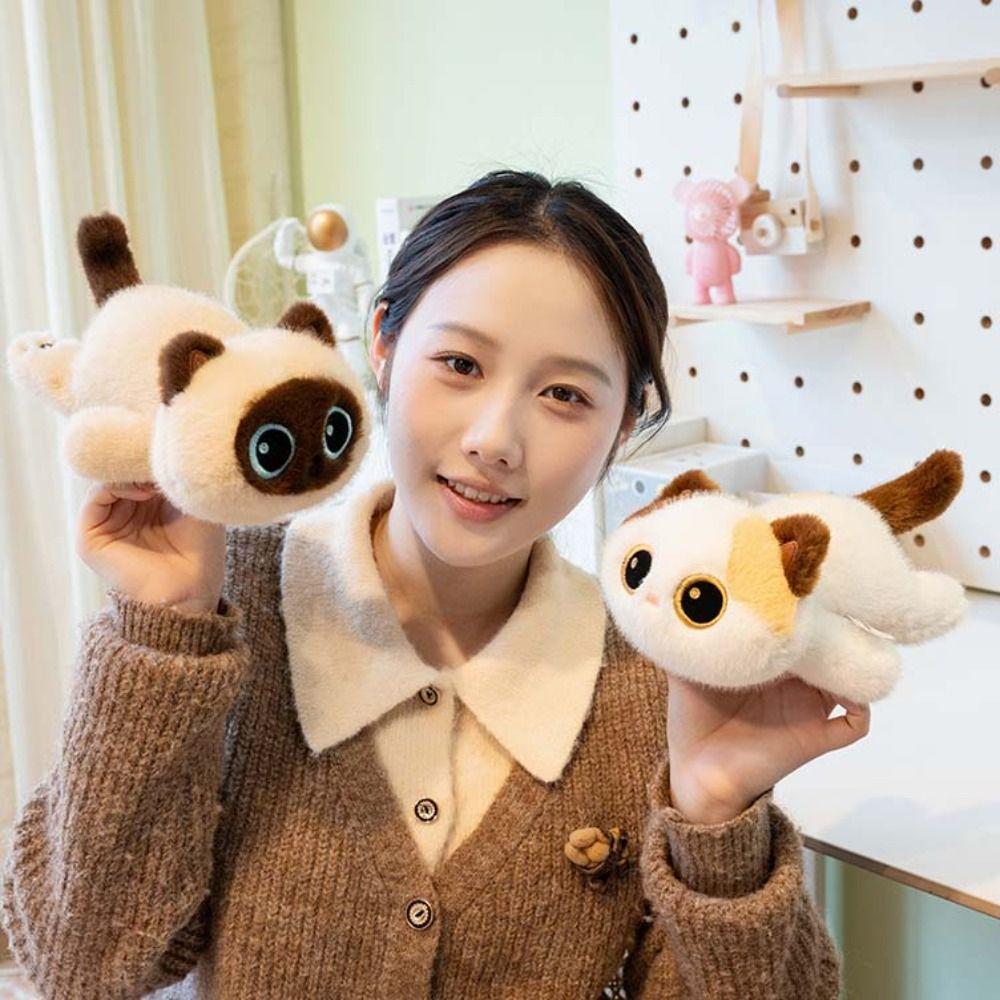 Soft Big Eyes Cat Plush Toy Cute Siamese Cat Plush Doll Simulation Cat Plush Doll Birthday Gift
