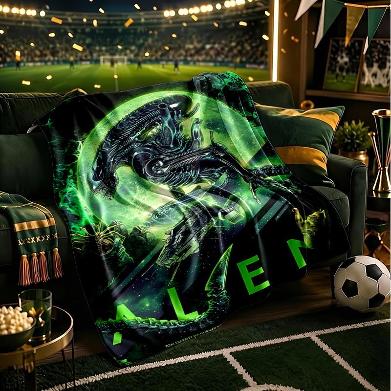 Alien Ornate Frame Blanket Lightweight Flannel Bedding Blanket Perfect for Travel, Camping, Living Rooms, Offices, Sofas, Fan Christmas gift