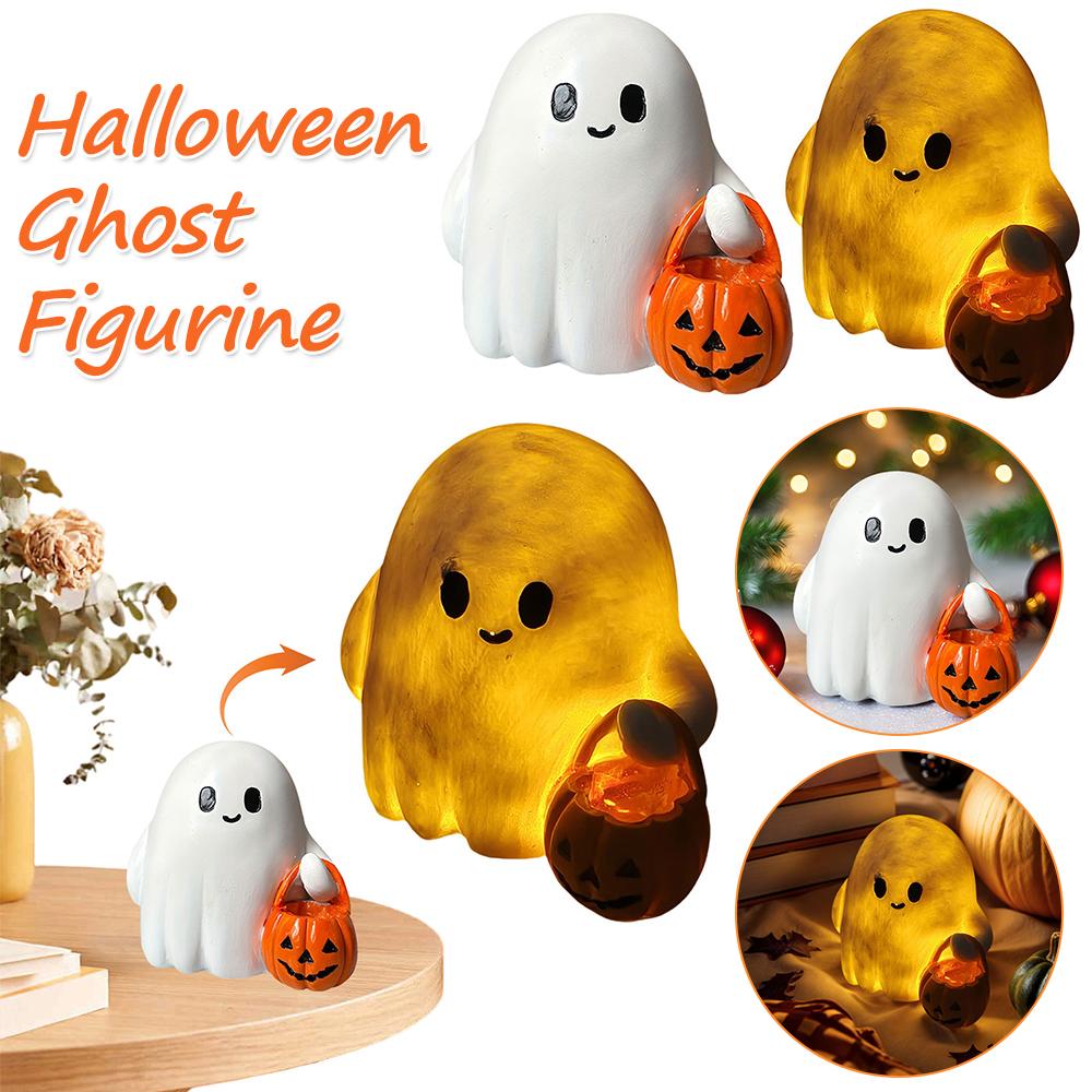 Halloween Ghost Figurine with Pumpkin Cute Ghost Figurine Halloween Ghost Statue for Halloween Decorations Home Decor