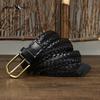 Men's Genuine Leather Braided Belt Cowhide Handmade Woven Pin Buckle Couple's Casual All-match Belt