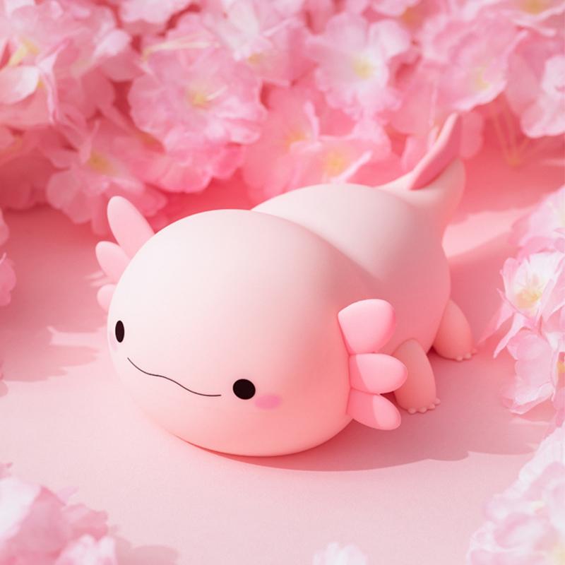 Cute Axolotl Triceratops Night Light Dimmable Nursery Nightlight Kawaii Lamp Soft Silicone Rechargeable For Kid Room Decor Gift