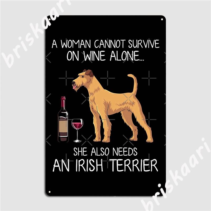 

Irish Terrier And Wine Funny Dog Metal Signs Cinema Living Room pub Garage Design Painting Décor Tin sign Posters 20x30cm