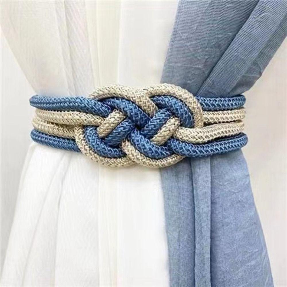 No Installation Curtain Magnet Buckle Two-color Braided Chinese Knot Curtain Strap  Home Decor