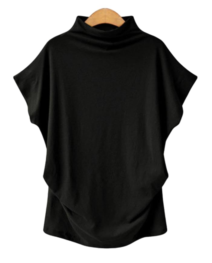 

Molx Французская Свободная Хлопковая Женская Футболка, Рукав, С открытым плечом, С манжетами, Посадка, (Маленький, Черный) чёрный