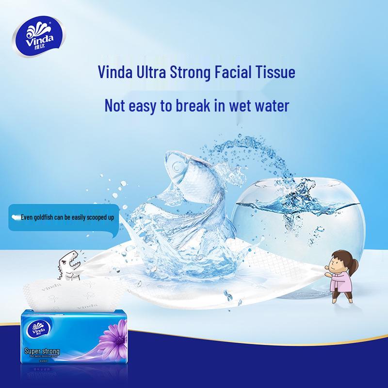 Vinda Ultra Strong 3-Ply Facial Tissue - 130 Sheets, 6 Packs (S Size) Household Value Pack