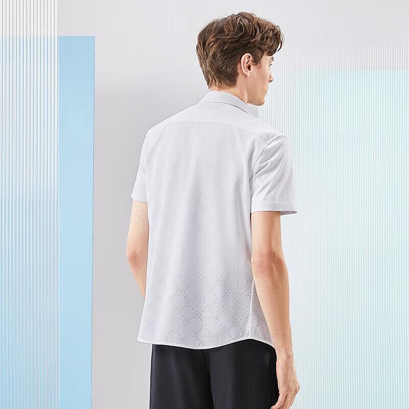 Septwolves Men's High-Elastic Knit Jacquard Short-Sleeve Shirt