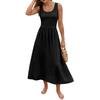 Ärmelloses Langes Freizeitkleid für Damen Sommer Einfarbig Einfach Entspannte Passform Maxikleid für den Alltag Urlaub Büro