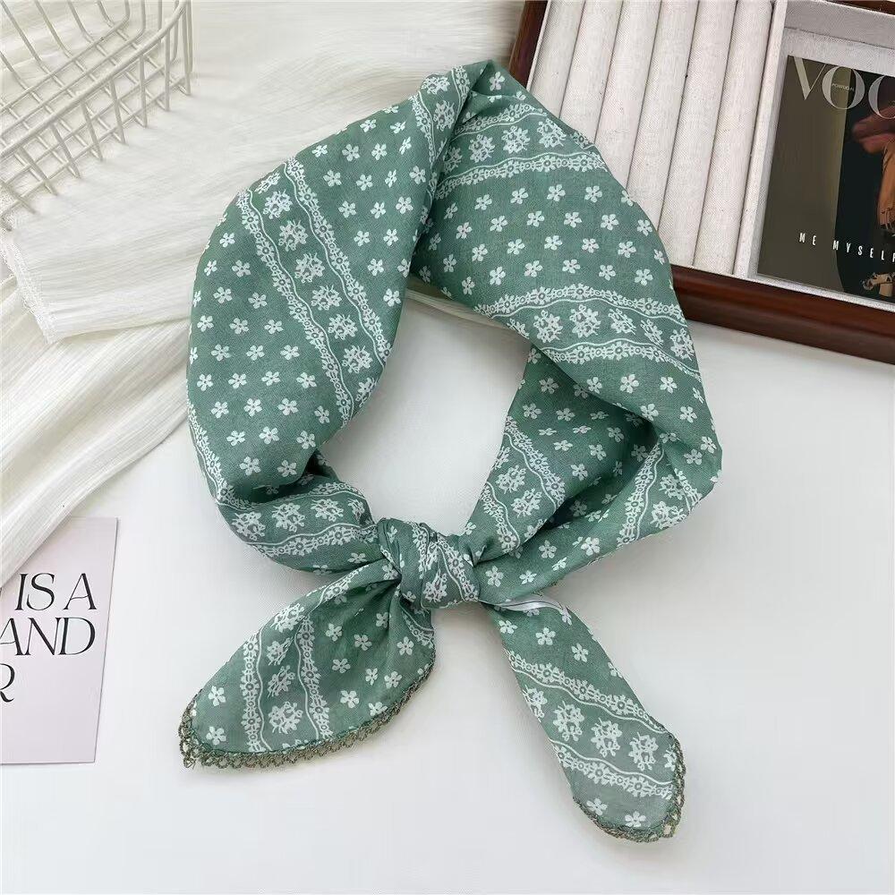Carré en Coton Petit Carré Foulard Rétro Littéraire Petit Foulard en Soie Foulard Décoratif Petit et Frais pour Femme Cache-cou Rouge Foulard Mode Impression