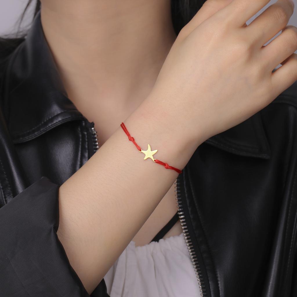 Teamer Star Charm Bracelet Adjustable Rope Chain Stainless Steel Pendant Acceassories for Women Men Lucky Amulet Gift Wholesale