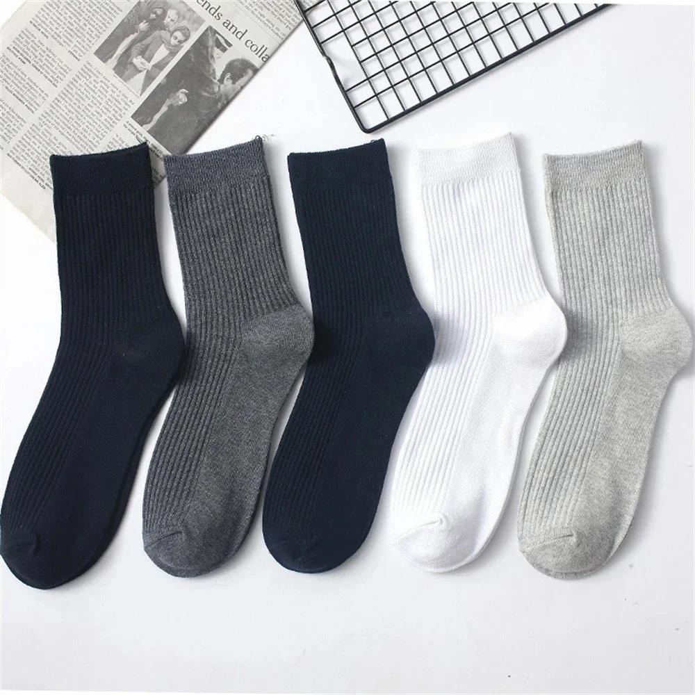 6 Pairs/Pack Winter Spring Men Socks Cotton High Quality Set Business Male Socks Soft Socks Double Needle Plus Size (38-45)
