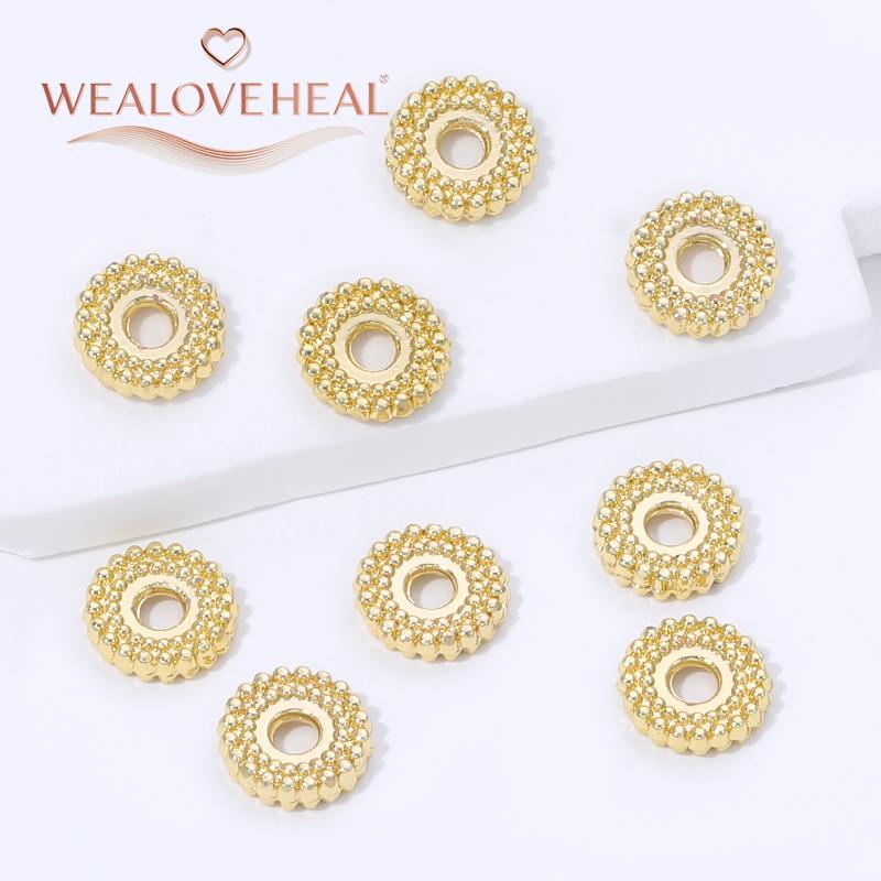 14K Gold Plated Brass Round Spacer Beads Accessories Wholesale,6/8mm Separator beads for DIY Bracelet Necklace Making Supplies